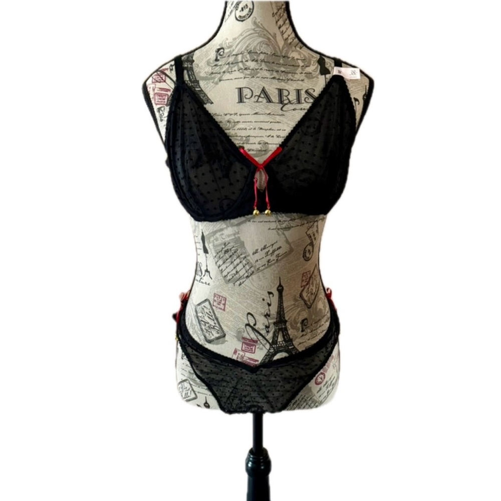 Very Sexy - Jingle Bells Mesh Unlined Demi Bra (38C) and Undies to match! (XL)